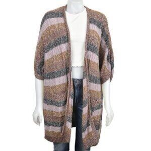 American Eagle Short-Sleeve Striped Cardigan